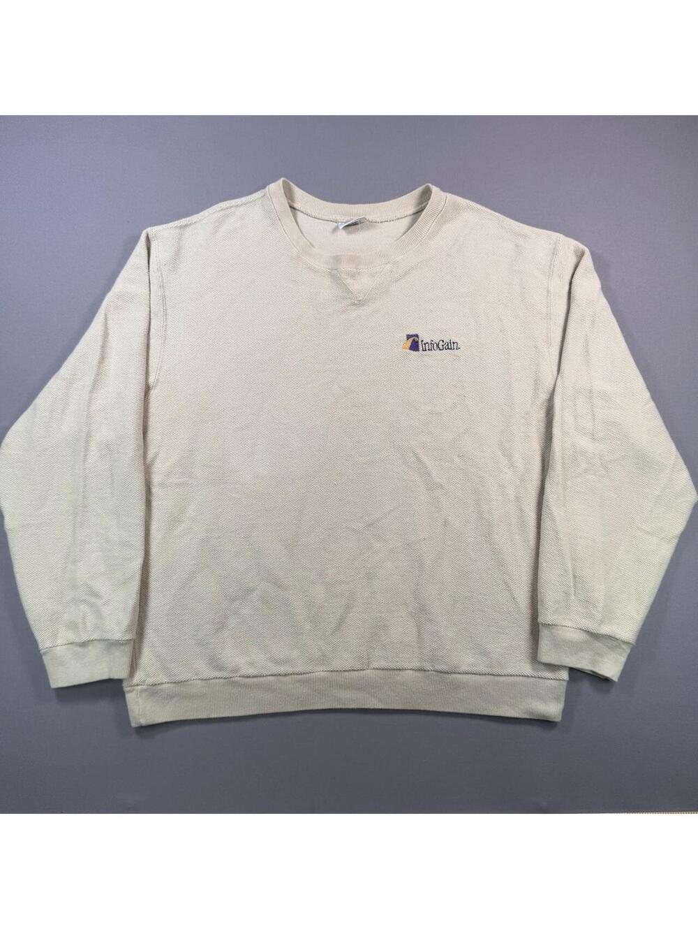VTG Sea Palms Hartwell InfoGain Sweatshirt Beige Crewneck USA Made Mens XL